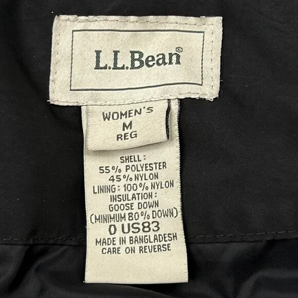 L.L. Bean Y2K Vintage Goose Down Puffer Black Hooded Parka WinterJacket Size M - Picture 7 of 7